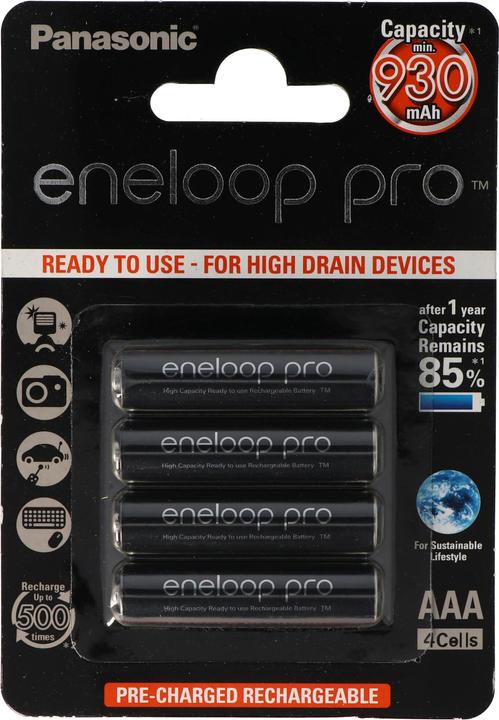 Actual product image Panasonic Battery Eneloop Pro Micro AAA LR03 BK-4HCCE/4BE and battery box AAA (Rechargeable battery)