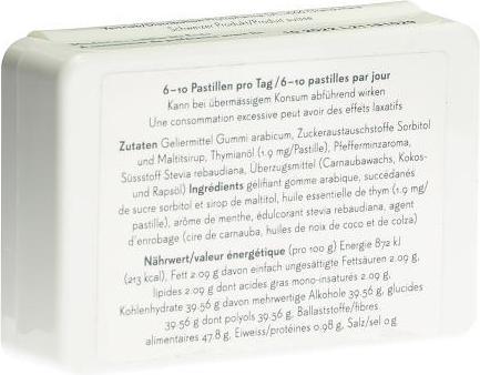 Nutritional values and ingredients Phytopharma Thyme Pastilles (1 Piece)