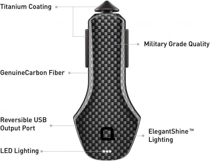 Immagine prodotto nonda Caricatore da auto ZUS Smart Car Charger fibra di carbonio 2.4 A