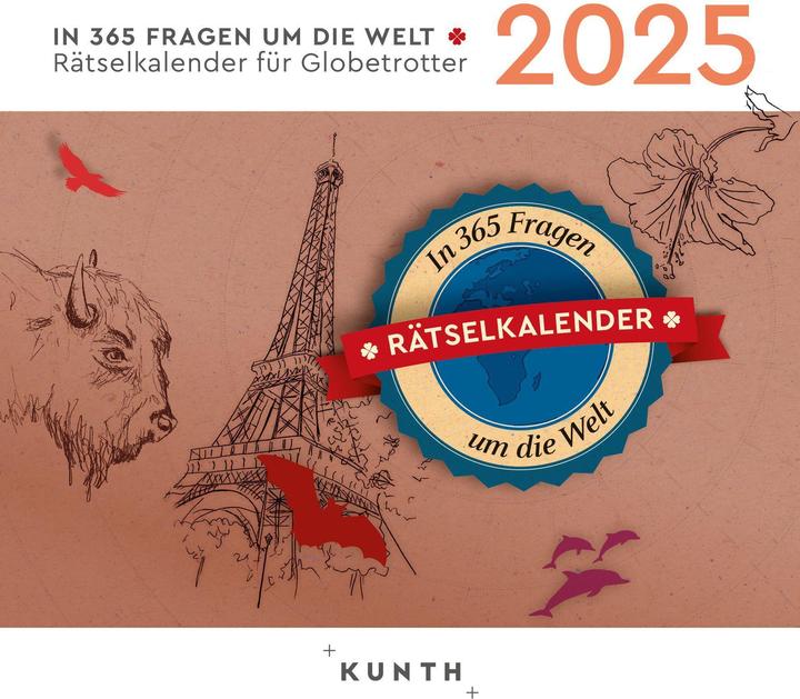 Around the world in 365 questions - 365-day tear-off calendar 2025 (Hardcover, German)