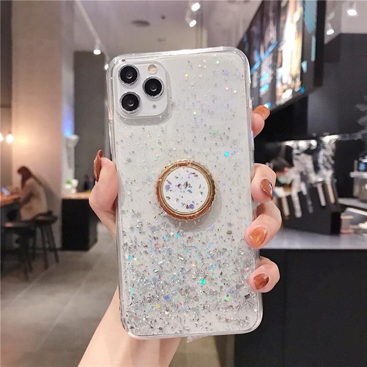 Image du produit PhoneLook Coque Gel paillettes argentées avec anneau (Apple iPhone 13 Pro)