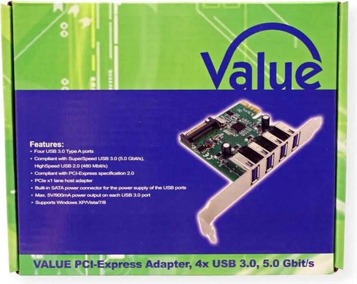 Image du produit Value Carte PCI Express, USB 3.0, 4 ports