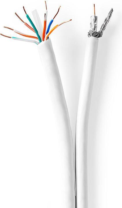 Actual product image Nedis IEC (Coax) CAT6 Combination Cable | RG59 | 75 Ohm | Double Shielded | Eca | 25.0 m | Round | White (75 dB, Antenna cable)