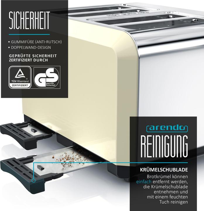 Produktbild Arendo Automatik Toaster 4 Scheiben in Beige (EU-Stecker)