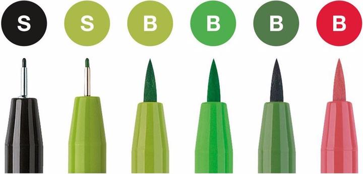 Actual product image Faber-Castell Pitt Art Pen Handlettering (Green, 6 x)