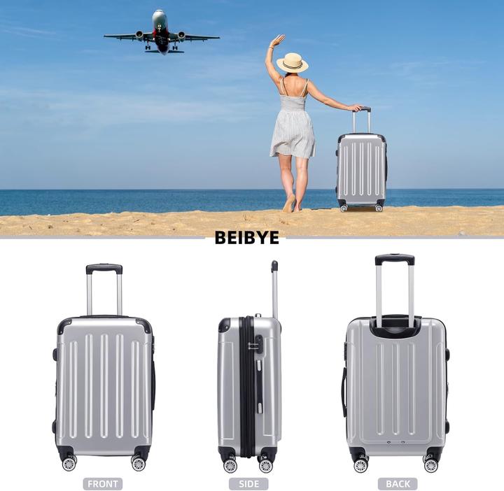 Immagine prodotto Beibye Carrello a guscio rigido Twin Wheels 2048, argento, XL (115 l, L (90 - 115l))