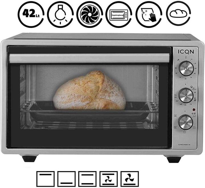 Produktbild Icqn 42 Liter Minibackofen Inox Grau
