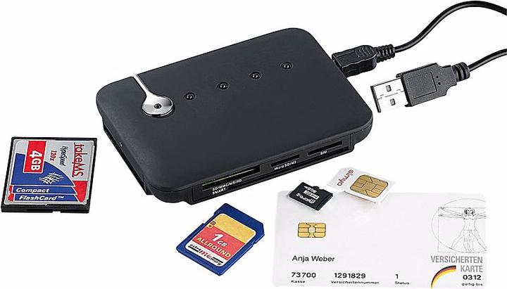 Actual product image C-enter Multi-card and SIM reader with active USB 2.0 hub (USB 2.0)