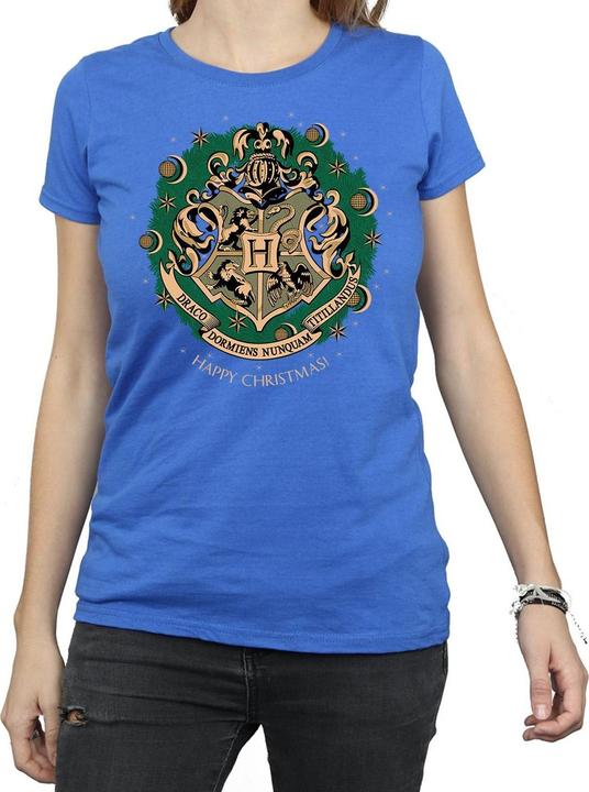 Actual product image Womens/Ladies Christmas Wreath Cotton T-Shirt (L)