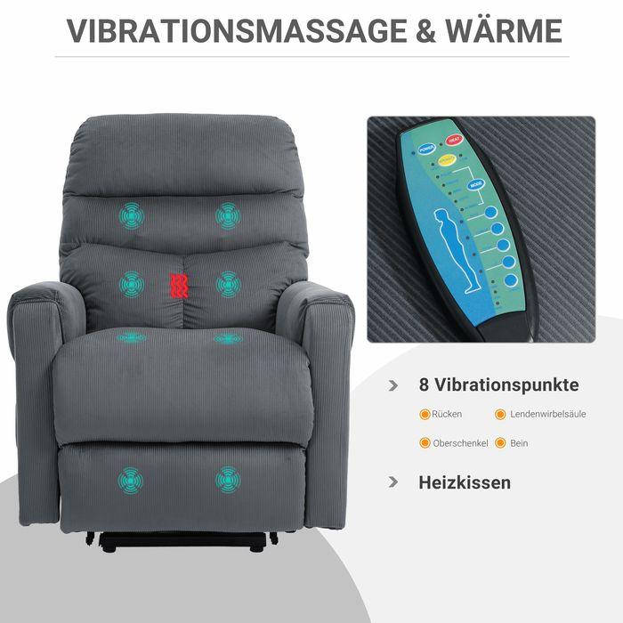 Immagine prodotto Swisshandel24 Fernsehsessel mit Massage, Aufstehhilfe, Heizung, Liegefunktion 79x97x103 cm