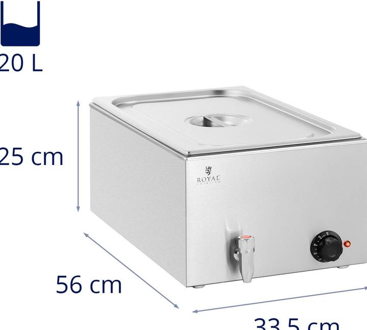 Produktbild Royal Catering Bain Marie Warmhaltebehälter Speisenwärmer Ablasshahn 600 W 1 GN 1/1