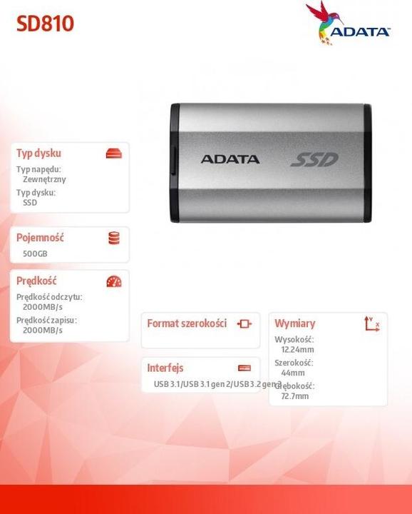 Image du produit Adata SSD externe SD810 de 500 GB (500 Go)