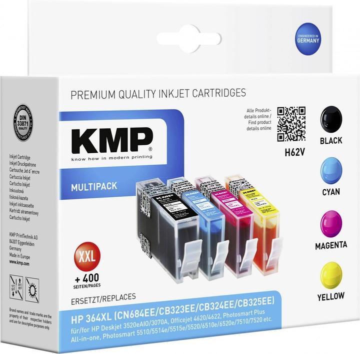 Actual product image KMP H62V Value pack BK/C/M/Y compatible with HP No. 364 XL (M, FC, C, Y)