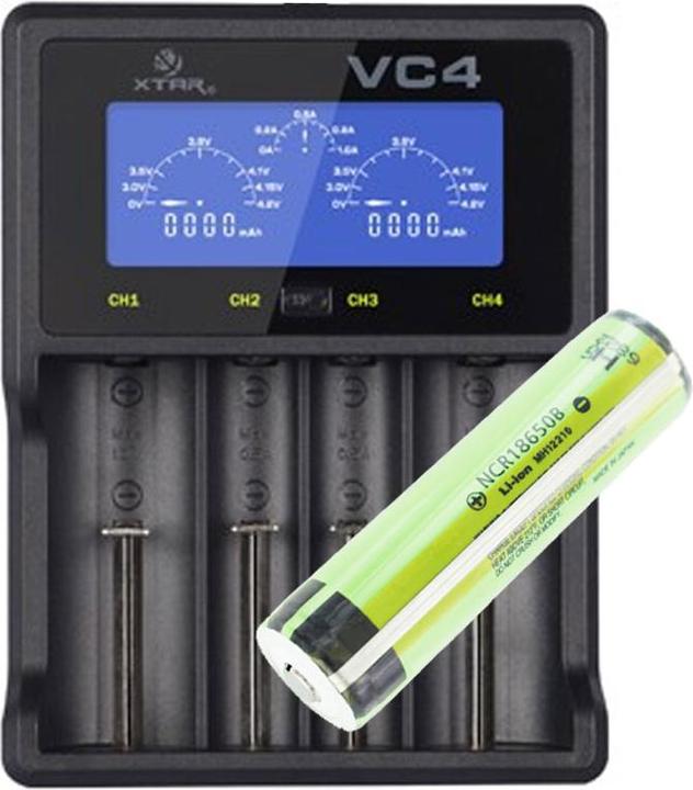 Actual product image Panasonic 18650 battery protected and LCD quick charger (1 pcs., CR123A, 3400 mAh, Battery + charger)