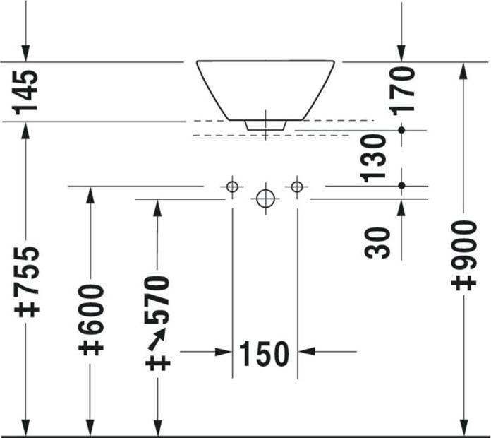 Produktbild Duravit Aufsatzbecken STARCK 1 m ÜL o HLB ohne Hahnloch d= 330mm* weiss (Aufsatzspülbecken, 33 cm, 33 cm)