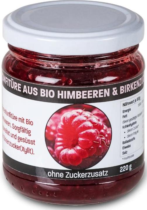 Actual product image Tautona Jam with organic raspberries and xylitol (220 g)