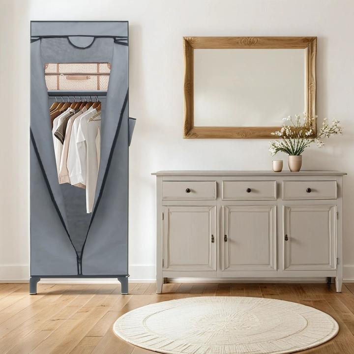 Immagine prodotto Intirilife Armadio pieghevole con cerniera e appendiabiti (68 x 45 x 175 cm)