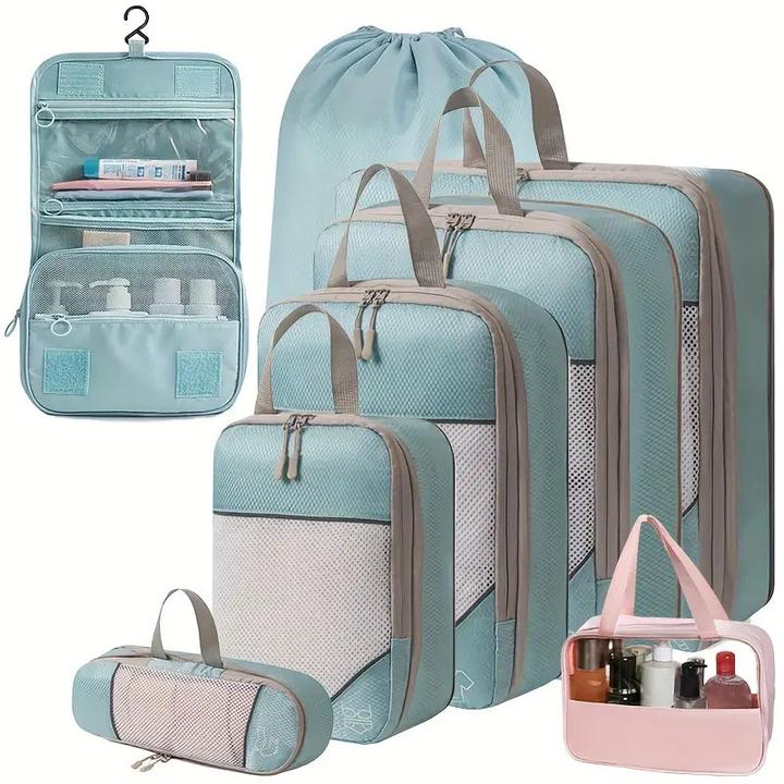 Produktbild Only-Bags.Store Travel Compression Storage Bag Set mit Mesh, 8-teilig, ideal für Reisen, Camping und Organisation