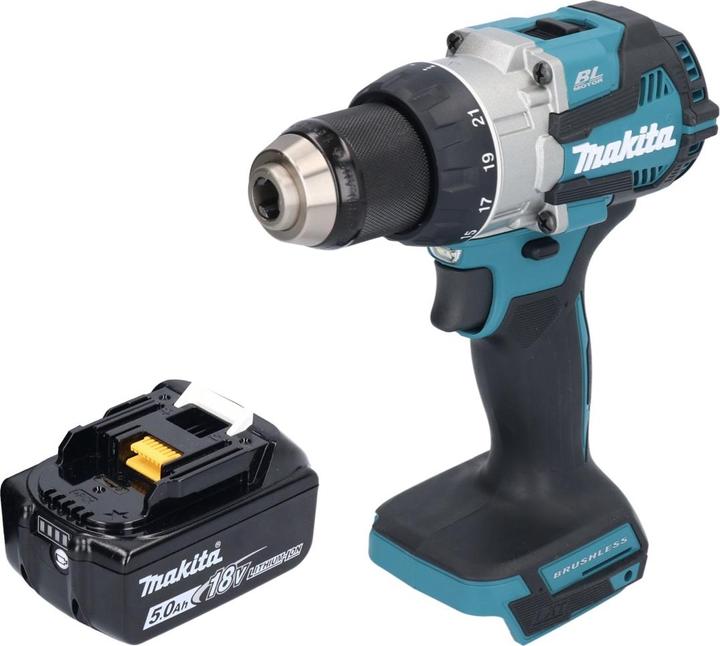 Actual product image Makita DDF 489 T1 cordless drill driver 18 V 73 Nm brushless + 1x rechargeable battery 5.0 Ah - without (Rechargeable battery operated)