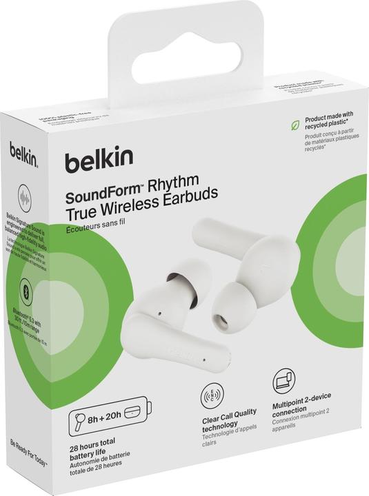 Produktbild Belkin Soundform Rhythm True Wireless In-Ear weiss AUC012btWH (ANC, 8 h, Kabellos)