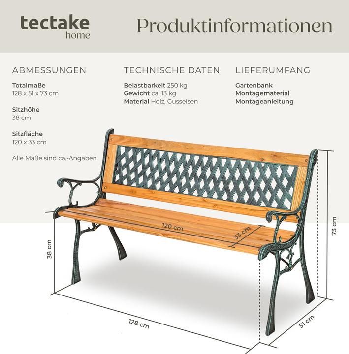 Image du produit tectake Banc de Jardin