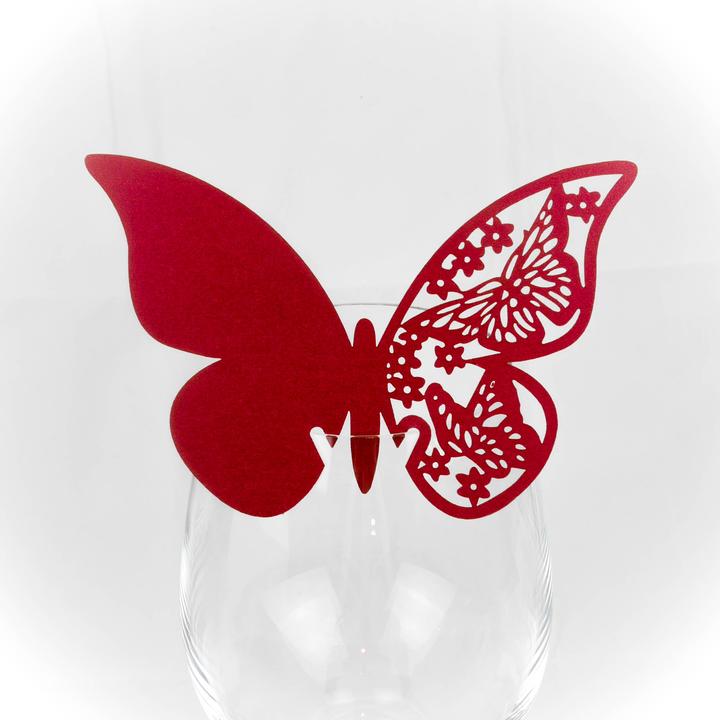 Image du produit Carte de table 'Papillon' rouge vin (10 pièces)