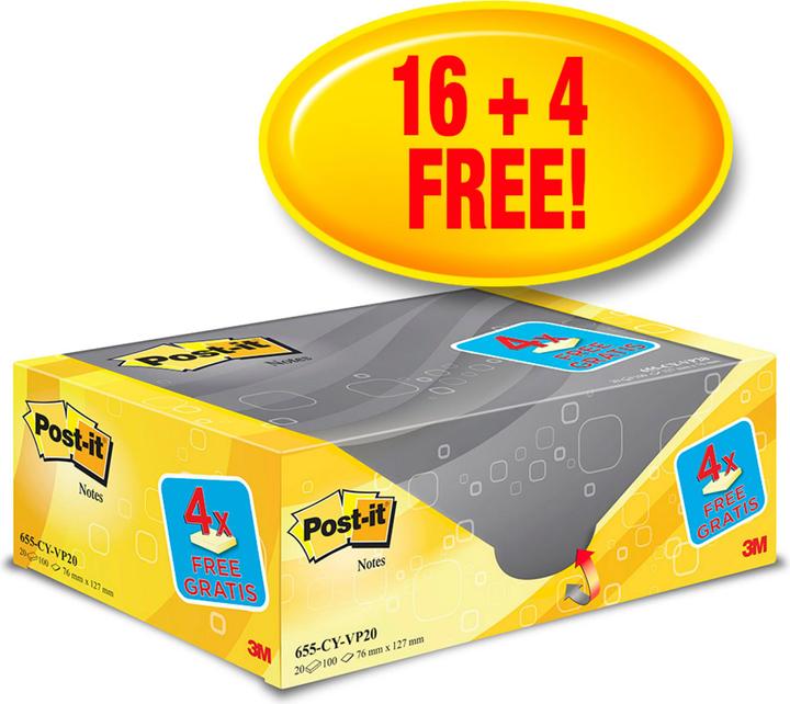 Produktbild Post-it Haftnotzien 16 + 4 (76 x 127 mm)