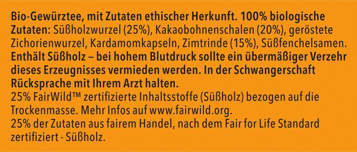 Nutritional values and ingredients Pukka Cocoa Chai (40 g)