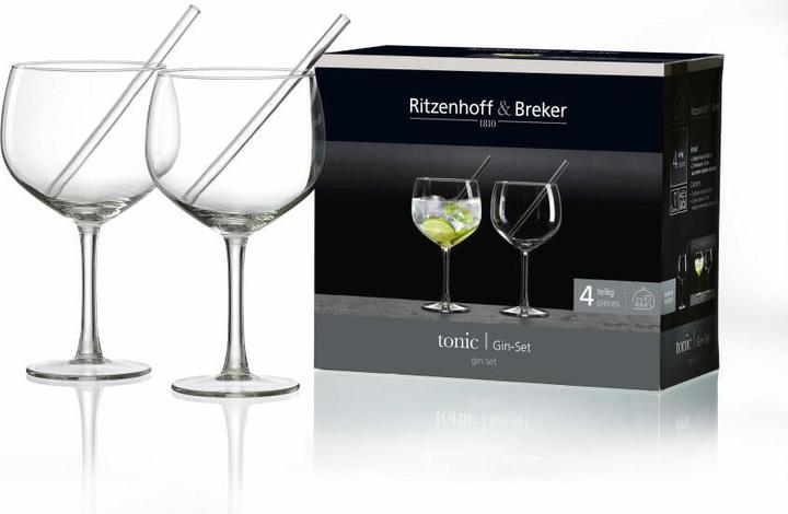 Productafbeelding Ritzenhoff & Breker Gingglas met rietjes set van 2 (6.50 dl, 4 x, Gin glazen)
