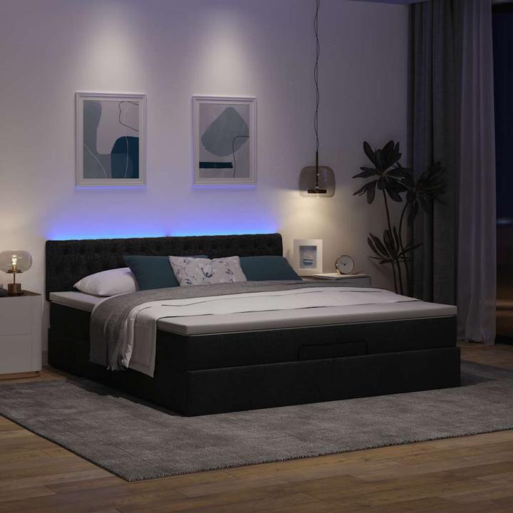 Actual product image VidaXL Ottoman bed with mattress black 160x200 cm fabric (160 x 200 cm)