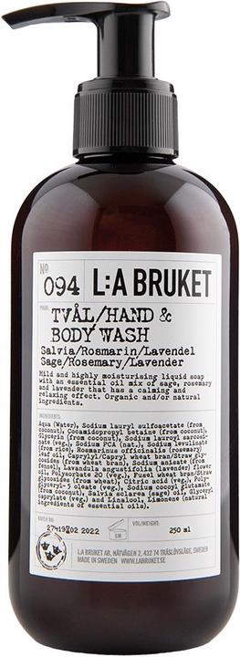 Produktbild L:A Bruket No.094 Hand & Body Wash Salbei, Rosmarien & Lavendel (Handpeeling, 240 ml)
