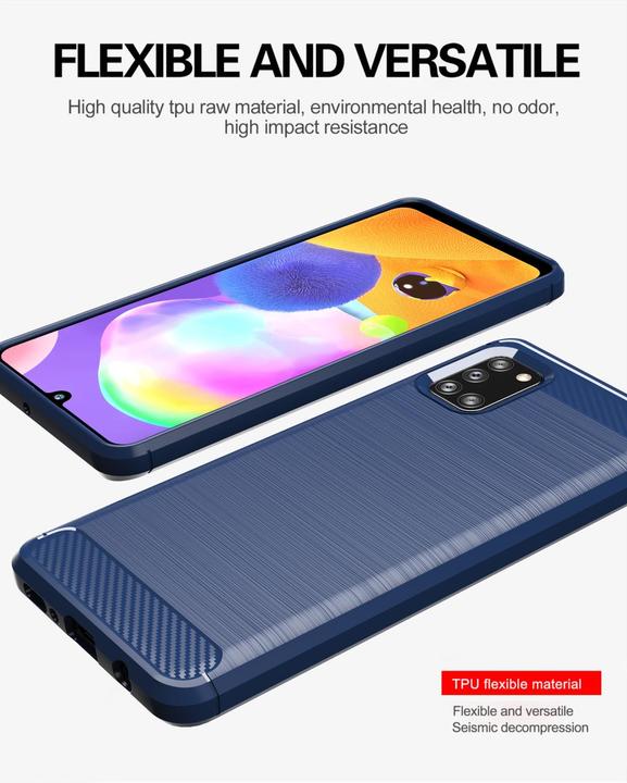 Produktbild Cadorabo TPU Ultra Slim carbon edelstahl Kombi Cover (Samsung Galaxy A31)