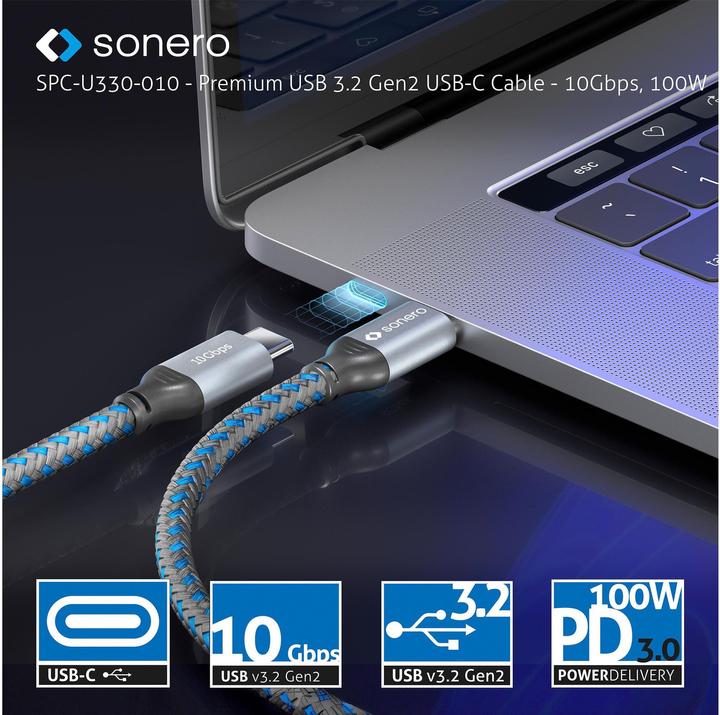 Produktbild Sonero USB-Kabel USB C - USB C 1 m (1 m, USB 3.2 Gen 2)