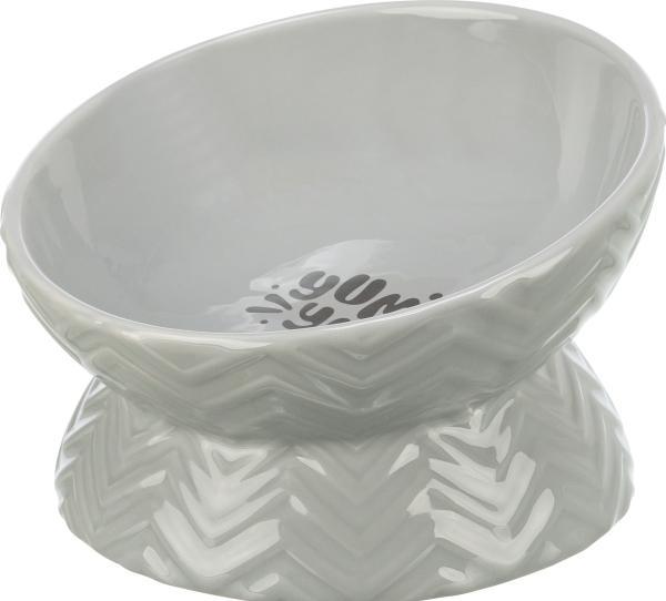 Image du produit Trixie Verhoogde Voerbak / Waterbak Keramiek Grijs - 350 ml 17 Cm