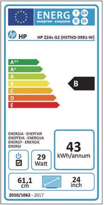 Energie-Label HP Z24x G2 (1920 x 1200 Pixel, 24")