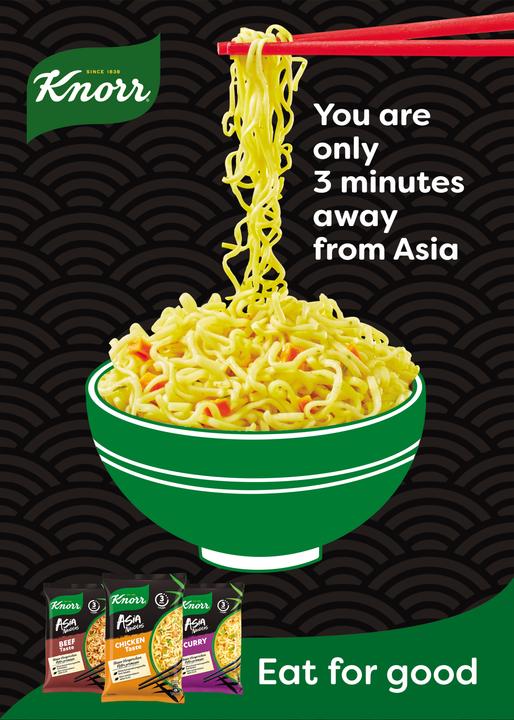 Actual product image Knorr Asia Noodles Vegetable pouch, instant Asian noodles with vegetables, prepared in 3 minutes. (70 g)