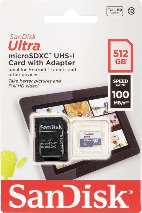 Image du produit SanDisk Ultra Lite microSDXC Ad. 512GB 100MB/s (512 Go, microSDXC, U1, UHS-I)
