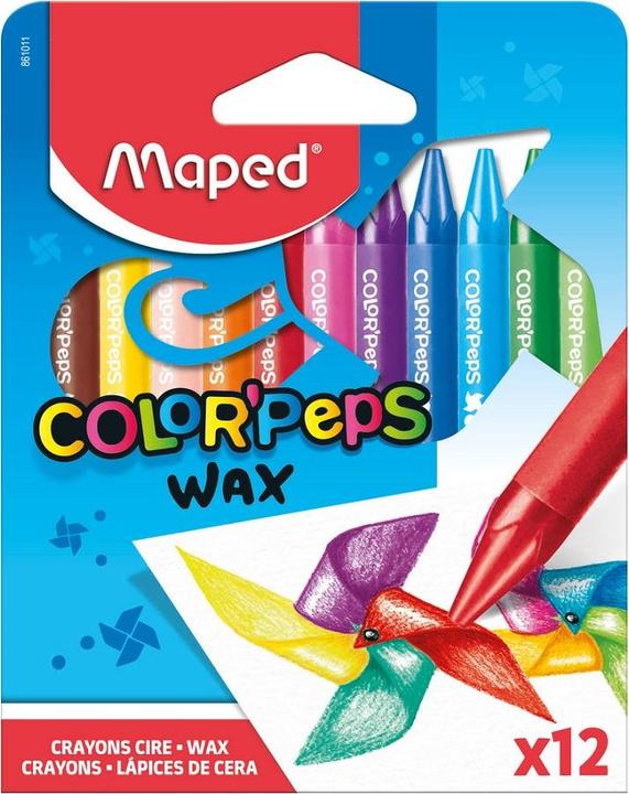Maped Wax crayon COLOR'PEPS WAX, 12-pack cardboard box (Multicoloured, multicolour, 12 x)