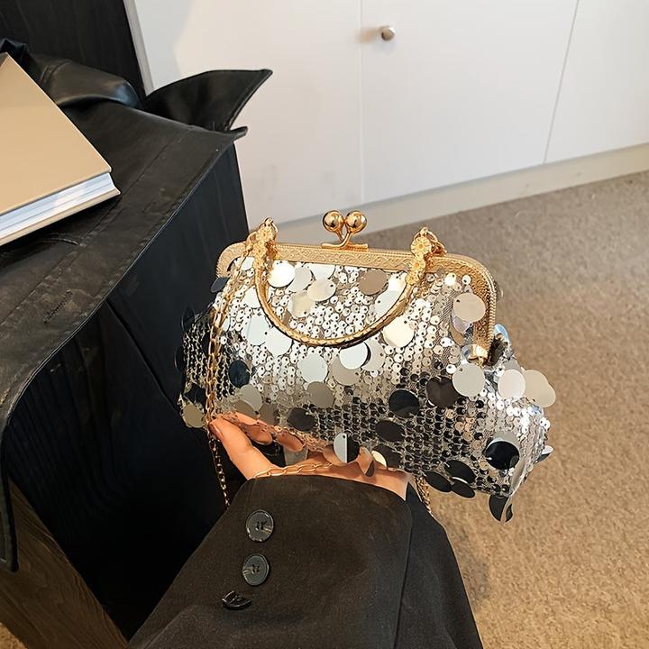Only-Bags.Store Schicke Vintage-inspirierte Crossbody-Tasche mit verstellbarem Riemen und Pailletten-Akzenten