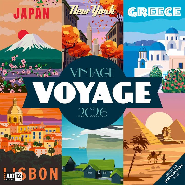 Image du produit Vintage Voyage - Reiseposter - Kalender 2026 - 30x30 (30 x 30 cm, Couverture rigide, Allemand, Français, Anglais)