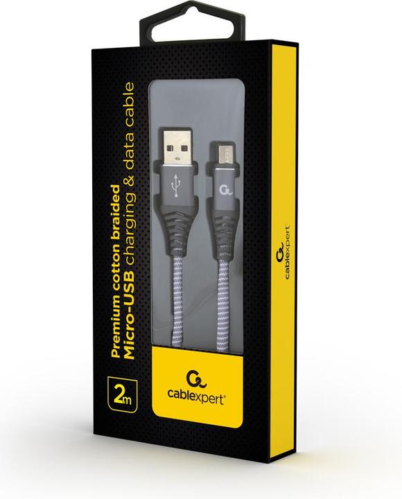 Immagine prodotto Gembird Cablexpert CC-USB2B-AMMBM-2M-WB2 Cavo USB USB 2.0 USB A Micro-USB B Pilkas, Baltas (2 m, USB 2.0)