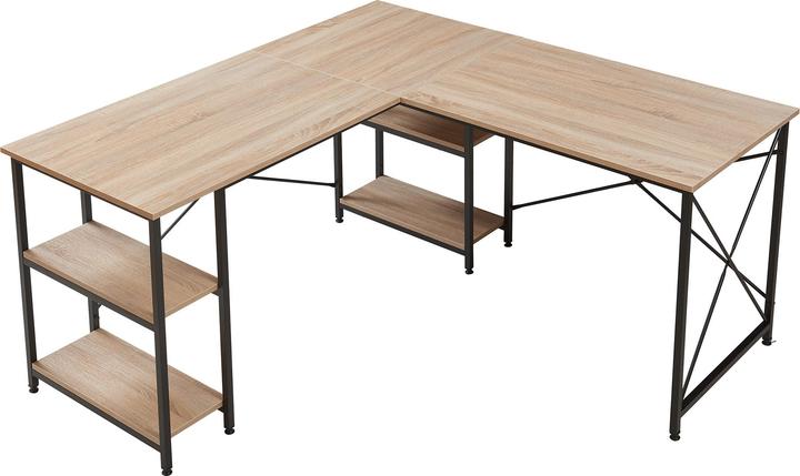 Produktbild En.Casa Schreibtisch Klirurud mit 2 Regalen L-förmig 150x150x75 cm Eicheoptik (150 x 150 x 75 cm)