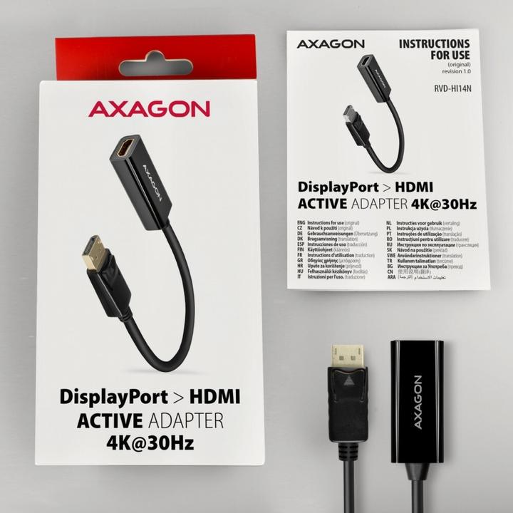 Produktbild Axagon RVD-HI14N DisplayPort > HDMI 1.4 adapter 4K/30Hz (HDMI, 15 cm)