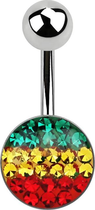 Star Piercing Banane silber mit Rastamuster (ohne Messing, Chirurgenstahl 316L)