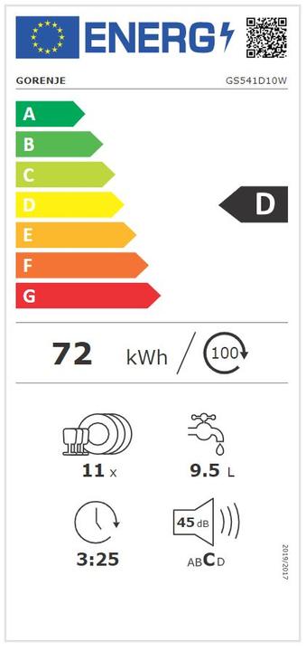 Label énergétique Gorenje GS 541D10 W