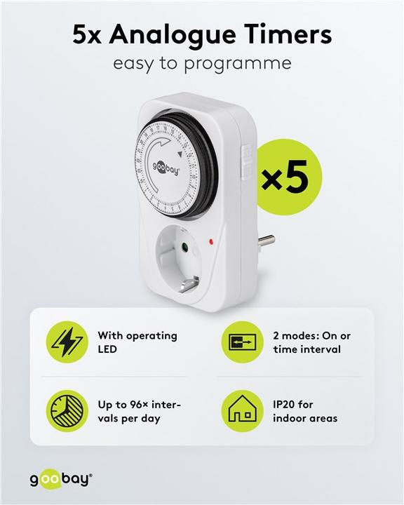 Actual product image Goobay Analog timer, 5 pieces, White