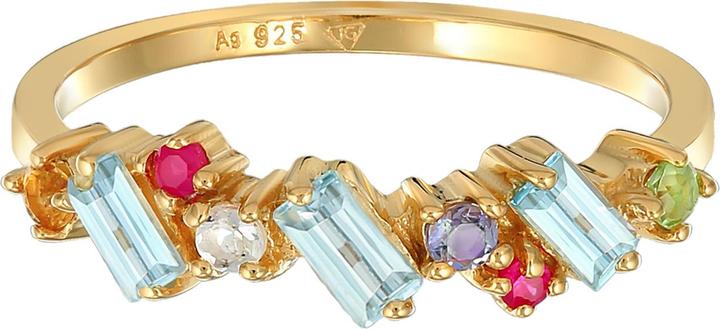 Immagine prodotto Elli Anello PREMIUM peridoto topazio pietra di luna glamour argento 925 placcato oro (52, 925 Argento)
