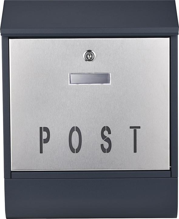 Actual product image Wiltec Letter Box with Newspaper Tube V38 Wall Letter Box Stainless Steel Post Box Anthracite Grey with New
