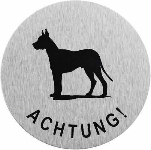 ProPlus Aluminum door sign Attention dog " Ø75mm"