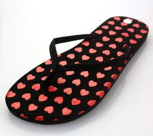 Actual product image Hermex Women Sexy Flip Flop Sandals Sandals Flipflop Black Red Heart/ Size 38 (38)